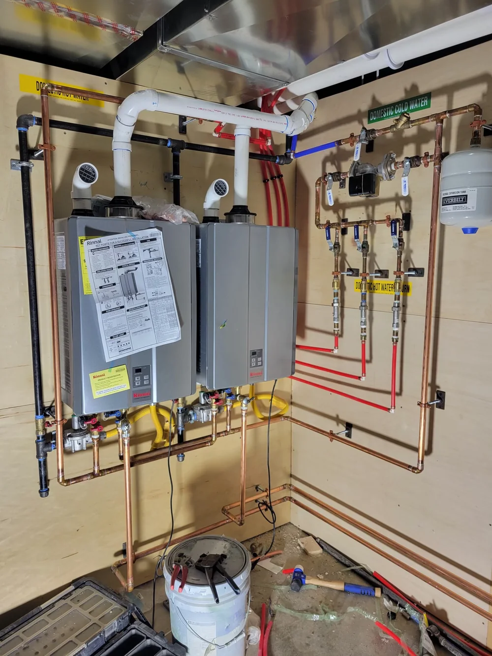 Commercial water heater piping and equipment